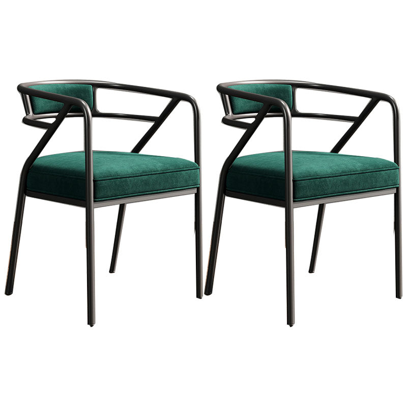 Glam Metal Kitchen and Dining Room Chair Open Back Dining Side Chairs Green Velvet 2 Piece Set Clearhalo 'Dining Chairs' 'Dining Tables & Seating' 'dining_chair' 'furn' 'furn_dining_chair' 'Furniture' 'furniture_dining_chair' 'Kitchen & Dining Furniture' 4832717