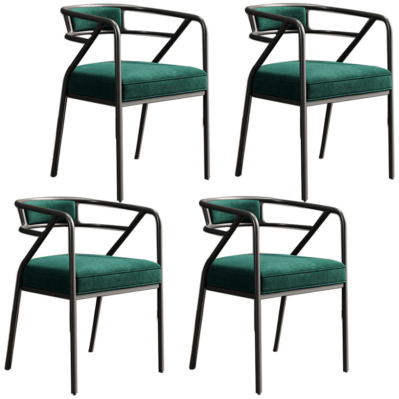 Glam Metal Kitchen and Dining Room Chair Open Back Dining Side Chairs Green Velvet 4 Piece Set Clearhalo 'Dining Chairs' 'Dining Tables & Seating' 'dining_chair' 'furn' 'furn_dining_chair' 'Furniture' 'furniture_dining_chair' 'Kitchen & Dining Furniture' 4832718