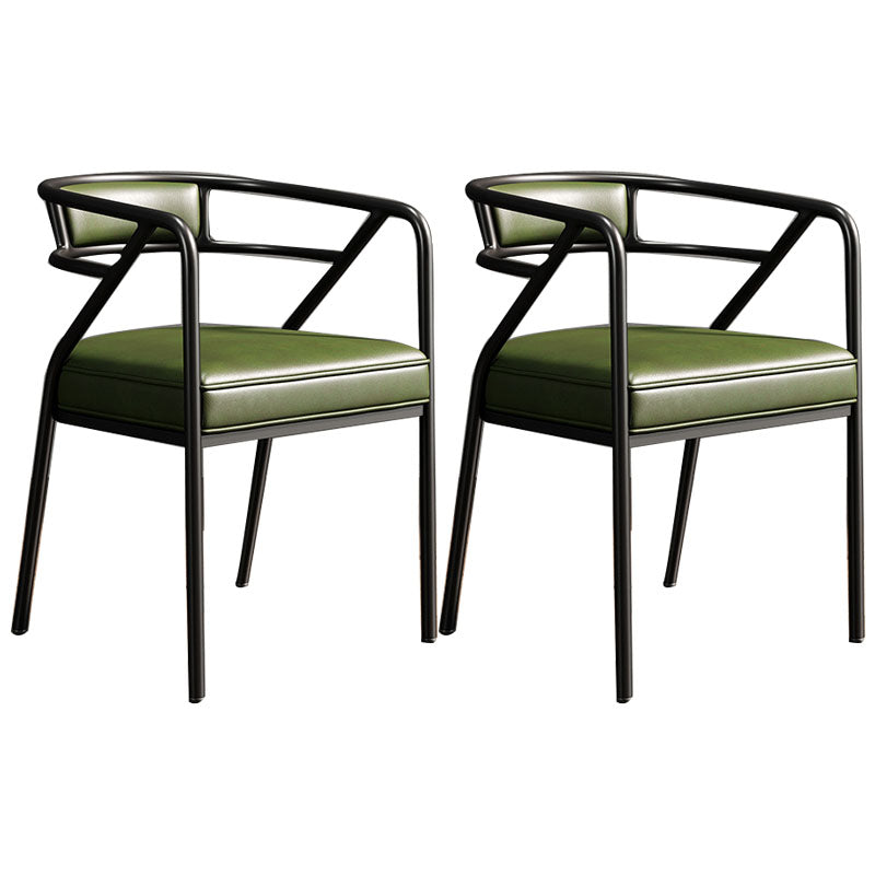 Glam Metal Kitchen and Dining Room Chair Open Back Dining Side Chairs Green Leather 2 Piece Set Clearhalo 'Dining Chairs' 'Dining Tables & Seating' 'dining_chair' 'furn' 'furn_dining_chair' 'Furniture' 'furniture_dining_chair' 'Kitchen & Dining Furniture' 4832720