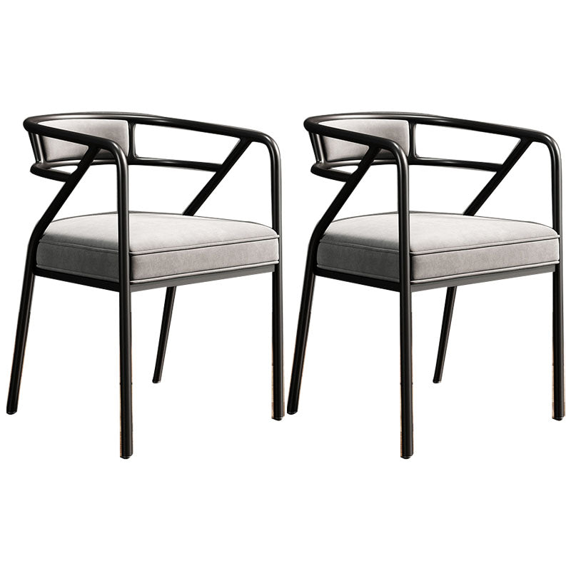Glam Metal Kitchen and Dining Room Chair Open Back Dining Side Chairs Grey Velvet 2 Piece Set Clearhalo 'Dining Chairs' 'Dining Tables & Seating' 'dining_chair' 'furn' 'furn_dining_chair' 'Furniture' 'furniture_dining_chair' 'Kitchen & Dining Furniture' 4832723