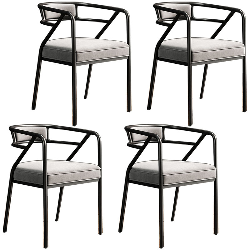Glam Metal Kitchen and Dining Room Chair Open Back Dining Side Chairs Grey Velvet 4 Piece Set Clearhalo 'Dining Chairs' 'Dining Tables & Seating' 'dining_chair' 'furn' 'furn_dining_chair' 'Furniture' 'furniture_dining_chair' 'Kitchen & Dining Furniture' 4832724