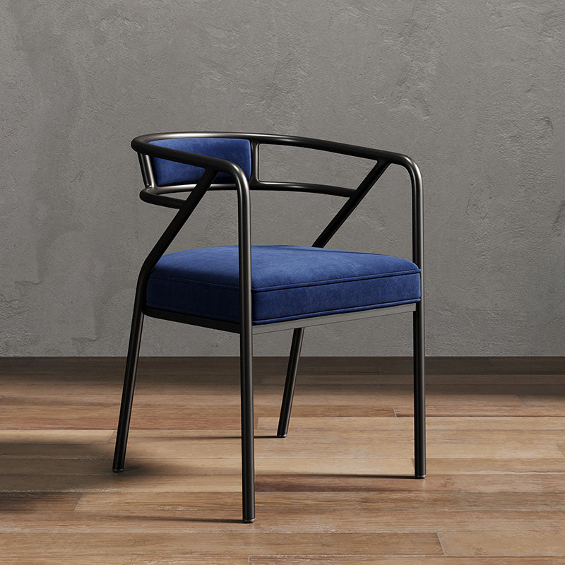 Glam Metal Kitchen and Dining Room Chair Open Back Dining Side Chairs Blue Velvet 1 Piece Clearhalo 'Dining Chairs' 'Dining Tables & Seating' 'dining_chair' 'furn' 'furn_dining_chair' 'Furniture' 'furniture_dining_chair' 'Kitchen & Dining Furniture' 4832725