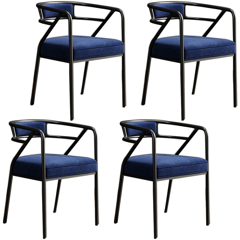 Glam Metal Kitchen and Dining Room Chair Open Back Dining Side Chairs Blue Velvet 4 Piece Set Clearhalo 'Dining Chairs' 'Dining Tables & Seating' 'dining_chair' 'furn' 'furn_dining_chair' 'Furniture' 'furniture_dining_chair' 'Kitchen & Dining Furniture' 4832727
