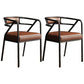 Glam Metal Kitchen and Dining Room Chair Open Back Dining Side Chairs Light Brown Leather 2 Piece Set Clearhalo 'Dining Chairs' 'Dining Tables & Seating' 'dining_chair' 'furn' 'furn_dining_chair' 'Furniture' 'furniture_dining_chair' 'Kitchen & Dining Furniture' 4832735
