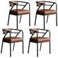 Glam Metal Kitchen and Dining Room Chair Open Back Dining Side Chairs Light Brown Leather 4 Piece Set Clearhalo 'Dining Chairs' 'Dining Tables & Seating' 'dining_chair' 'furn' 'furn_dining_chair' 'Furniture' 'furniture_dining_chair' 'Kitchen & Dining Furniture' 4832736