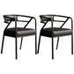 Glam Metal Kitchen and Dining Room Chair Open Back Dining Side Chairs Matte Black Leather 2 Piece Set Clearhalo 'Dining Chairs' 'Dining Tables & Seating' 'dining_chair' 'furn' 'furn_dining_chair' 'Furniture' 'furniture_dining_chair' 'Kitchen & Dining Furniture' 4832738