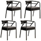 Glam Metal Kitchen and Dining Room Chair Open Back Dining Side Chairs Matte Black Velvet 4 Piece Set Clearhalo 'Dining Chairs' 'Dining Tables & Seating' 'dining_chair' 'furn' 'furn_dining_chair' 'Furniture' 'furniture_dining_chair' 'Kitchen & Dining Furniture' 4832742