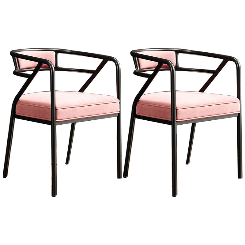 Glam Metal Kitchen and Dining Room Chair Open Back Dining Side Chairs Light Pink Velvet 2 Piece Set Clearhalo 'Dining Chairs' 'Dining Tables & Seating' 'dining_chair' 'furn' 'furn_dining_chair' 'Furniture' 'furniture_dining_chair' 'Kitchen & Dining Furniture' 4832744