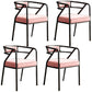 Glam Metal Kitchen and Dining Room Chair Open Back Dining Side Chairs Light Pink Velvet 4 Piece Set Clearhalo 'Dining Chairs' 'Dining Tables & Seating' 'dining_chair' 'furn' 'furn_dining_chair' 'Furniture' 'furniture_dining_chair' 'Kitchen & Dining Furniture' 4832745