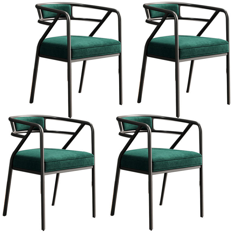 Glam Metal Kitchen and Dining Room Chair Open Back Dining Side Chairs Light Green Velvet 4 Piece Set Clearhalo 'Dining Chairs' 'Dining Tables & Seating' 'dining_chair' 'furn' 'furn_dining_chair' 'Furniture' 'furniture_dining_chair' 'Kitchen & Dining Furniture' 4832748