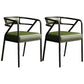 Glam Metal Kitchen and Dining Room Chair Open Back Dining Side Chairs Light Green Leather 2 Piece Set Clearhalo 'Dining Chairs' 'Dining Tables & Seating' 'dining_chair' 'furn' 'furn_dining_chair' 'Furniture' 'furniture_dining_chair' 'Kitchen & Dining Furniture' 4832750