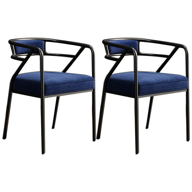 Glam Metal Kitchen and Dining Room Chair Open Back Dining Side Chairs Light Blue Velvet 2 Piece Set Clearhalo 'Dining Chairs' 'Dining Tables & Seating' 'dining_chair' 'furn' 'furn_dining_chair' 'Furniture' 'furniture_dining_chair' 'Kitchen & Dining Furniture' 4832753