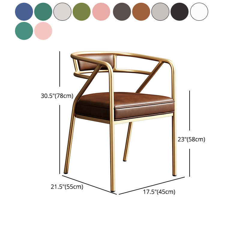 Glam Metal Kitchen and Dining Room Chair Open Back Dining Side Chairs Clearhalo 'Dining Chairs' 'Dining Tables & Seating' 'dining_chair' 'furn' 'furn_dining_chair' 'Furniture' 'furniture_dining_chair' 'Kitchen & Dining Furniture' 4832755
