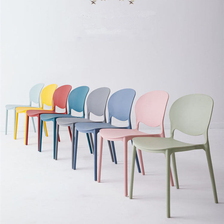 Modern Style Stackable Plastic Chair Open Back Dining Side Chair (Set of 4) Clearhalo 'Dining Chairs' 'Dining Tables & Seating' 'dining_chair' 'furn' 'furn_dining_chair' 'Furniture' 'furniture_dining_chair' 'Kitchen & Dining Furniture' 4832763