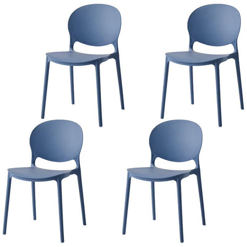 Modern Style Stackable Plastic Chair Open Back Dining Side Chair (Set of 4) Dark Blue 4 Piece Set Clearhalo 'Dining Chairs' 'Dining Tables & Seating' 'dining_chair' 'furn' 'furn_dining_chair' 'Furniture' 'furniture_dining_chair' 'Kitchen & Dining Furniture' 4832766