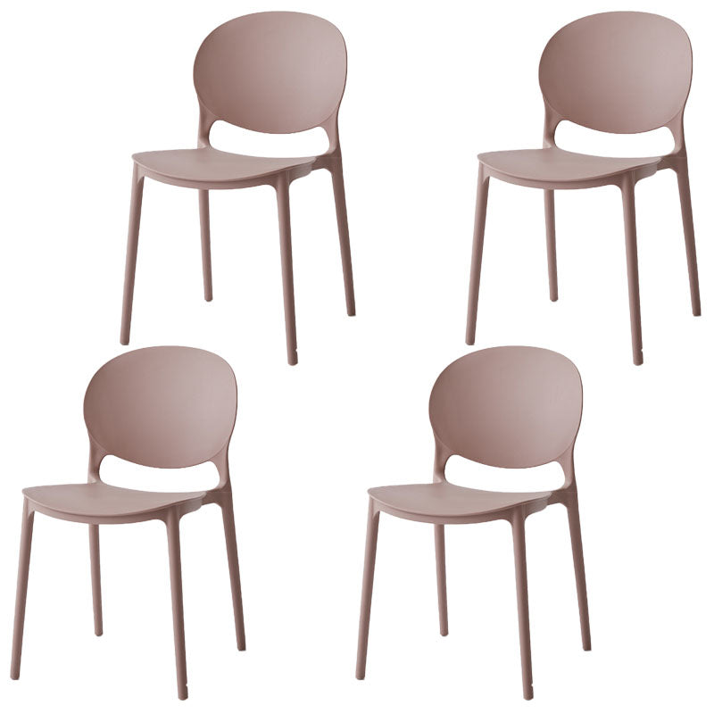 Modern Style Stackable Plastic Chair Open Back Dining Side Chair (Set of 4) Beige 4 Piece Set Clearhalo 'Dining Chairs' 'Dining Tables & Seating' 'dining_chair' 'furn' 'furn_dining_chair' 'Furniture' 'furniture_dining_chair' 'Kitchen & Dining Furniture' 4832768
