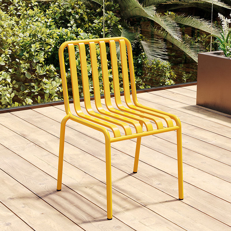 Contemporary Metal Kitchen and Dining Room Chair Slat Back Side Chair Light Yellow 1 Piece Clearhalo 'Dining Chairs' 'Dining Tables & Seating' 'dining_chair' 'furn' 'furn_dining_chair' 'Furniture' 'furniture_dining_chair' 'Kitchen & Dining Furniture' 4832787