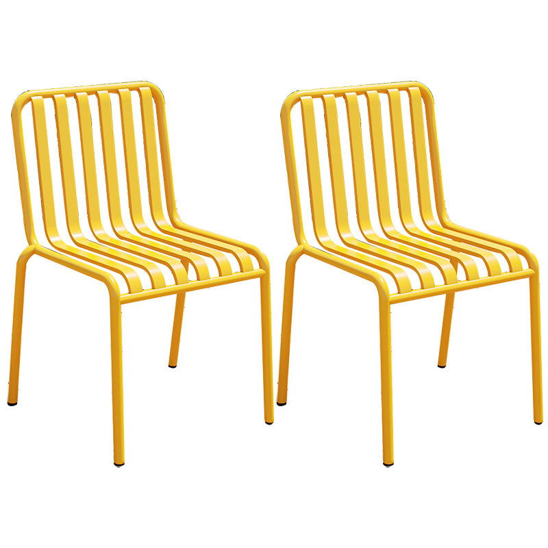 Contemporary Metal Kitchen and Dining Room Chair Slat Back Side Chair Light Yellow 2 Piece Set Clearhalo 'Dining Chairs' 'Dining Tables & Seating' 'dining_chair' 'furn' 'furn_dining_chair' 'Furniture' 'furniture_dining_chair' 'Kitchen & Dining Furniture' 4832790