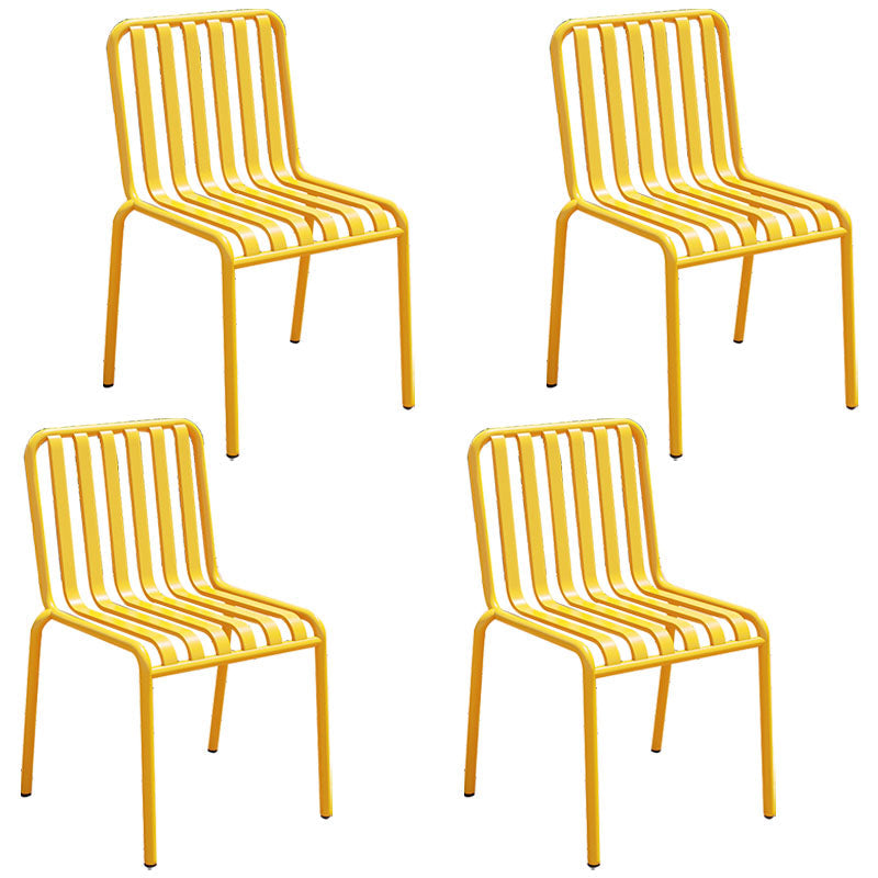 Contemporary Metal Kitchen and Dining Room Chair Slat Back Side Chair Light Yellow 4 Piece Set Clearhalo 'Dining Chairs' 'Dining Tables & Seating' 'dining_chair' 'furn' 'furn_dining_chair' 'Furniture' 'furniture_dining_chair' 'Kitchen & Dining Furniture' 4832791