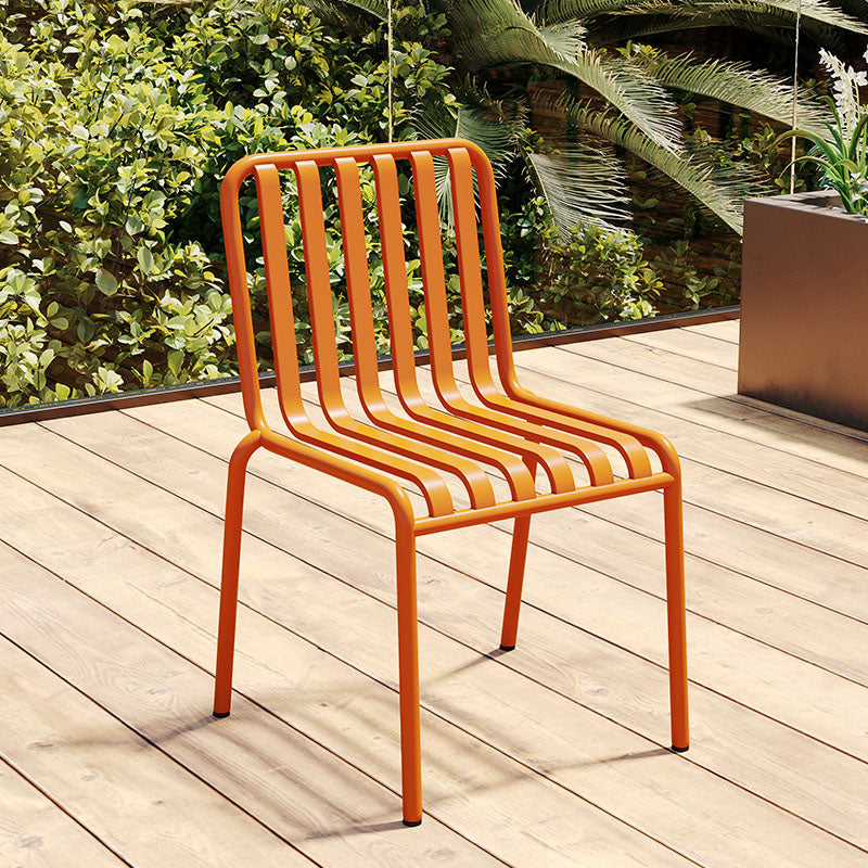 Contemporary Metal Kitchen and Dining Room Chair Slat Back Side Chair Orange 1 Piece Clearhalo 'Dining Chairs' 'Dining Tables & Seating' 'dining_chair' 'furn' 'furn_dining_chair' 'Furniture' 'furniture_dining_chair' 'Kitchen & Dining Furniture' 4832794
