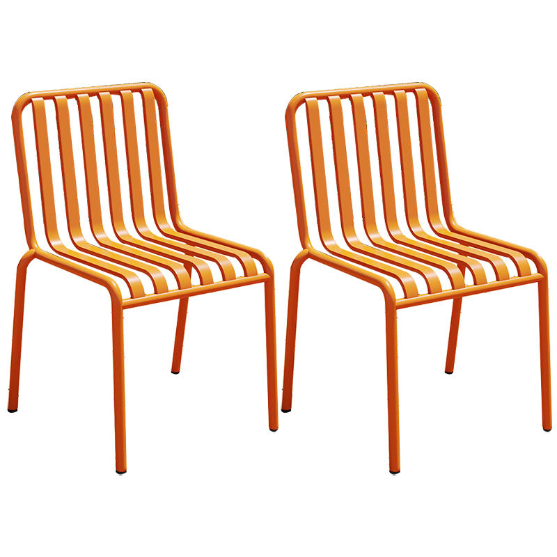 Contemporary Metal Kitchen and Dining Room Chair Slat Back Side Chair Orange 2 Piece Set Clearhalo 'Dining Chairs' 'Dining Tables & Seating' 'dining_chair' 'furn' 'furn_dining_chair' 'Furniture' 'furniture_dining_chair' 'Kitchen & Dining Furniture' 4832796