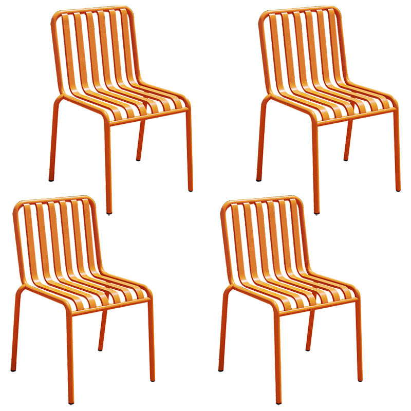 Contemporary Metal Kitchen and Dining Room Chair Slat Back Side Chair Orange 4 Piece Set Clearhalo 'Dining Chairs' 'Dining Tables & Seating' 'dining_chair' 'furn' 'furn_dining_chair' 'Furniture' 'furniture_dining_chair' 'Kitchen & Dining Furniture' 4832798