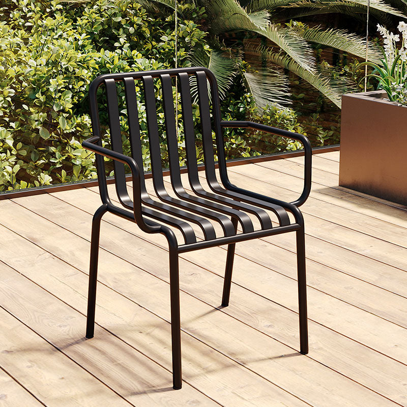 Contemporary Metal Kitchen and Dining Room Chair Slat Back Side Chair Black 1 Piece Clearhalo 'Dining Chairs' 'Dining Tables & Seating' 'dining_chair' 'furn' 'furn_dining_chair' 'Furniture' 'furniture_dining_chair' 'Kitchen & Dining Furniture' 4832799