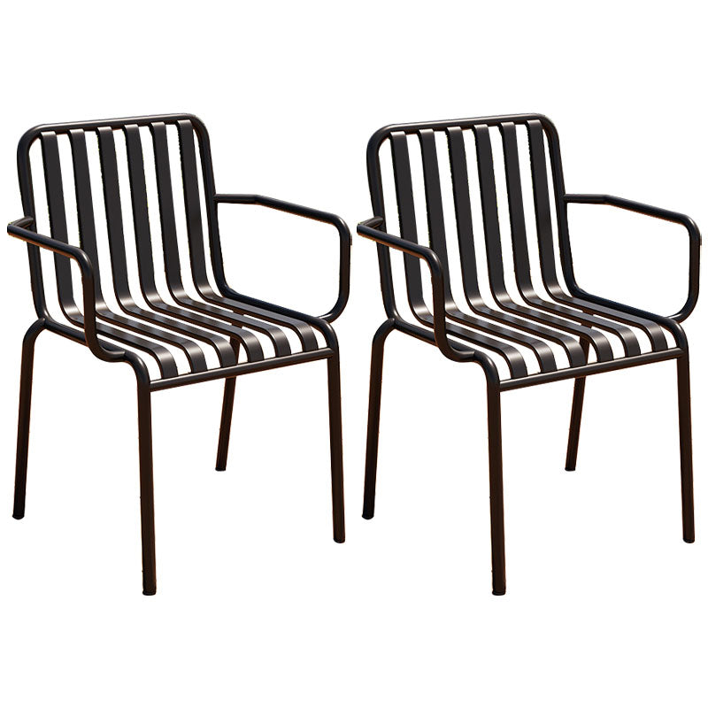 Contemporary Metal Kitchen and Dining Room Chair Slat Back Side Chair Black 2 Piece Set Clearhalo 'Dining Chairs' 'Dining Tables & Seating' 'dining_chair' 'furn' 'furn_dining_chair' 'Furniture' 'furniture_dining_chair' 'Kitchen & Dining Furniture' 4832802