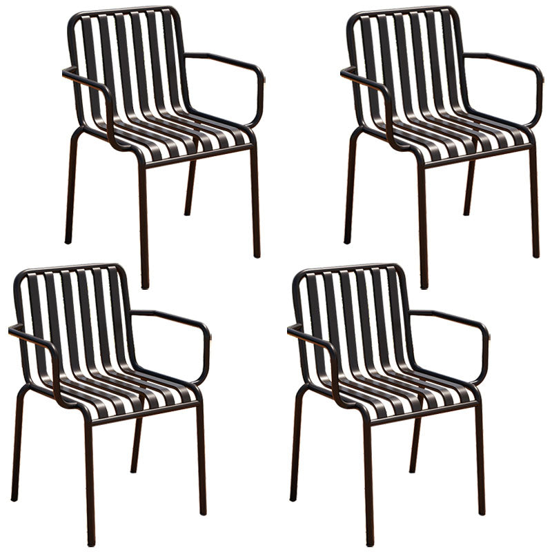 Contemporary Metal Kitchen and Dining Room Chair Slat Back Side Chair Black 4 Piece Set Clearhalo 'Dining Chairs' 'Dining Tables & Seating' 'dining_chair' 'furn' 'furn_dining_chair' 'Furniture' 'furniture_dining_chair' 'Kitchen & Dining Furniture' 4832803