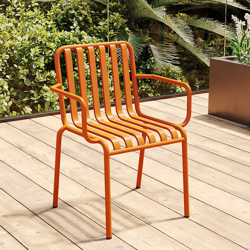 Contemporary Metal Kitchen and Dining Room Chair Slat Back Side Chair Orange Red 1 Piece Clearhalo 'Dining Chairs' 'Dining Tables & Seating' 'dining_chair' 'furn' 'furn_dining_chair' 'Furniture' 'furniture_dining_chair' 'Kitchen & Dining Furniture' 4832804