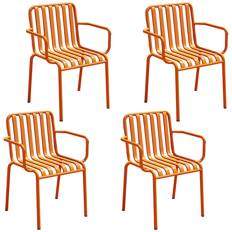 Contemporary Metal Kitchen and Dining Room Chair Slat Back Side Chair Orange Red 4 Piece Set Clearhalo 'Dining Chairs' 'Dining Tables & Seating' 'dining_chair' 'furn' 'furn_dining_chair' 'Furniture' 'furniture_dining_chair' 'Kitchen & Dining Furniture' 4832806
