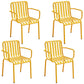 Contemporary Metal Kitchen and Dining Room Chair Slat Back Side Chair Yellow 4 Piece Set Clearhalo 'Dining Chairs' 'Dining Tables & Seating' 'dining_chair' 'furn' 'furn_dining_chair' 'Furniture' 'furniture_dining_chair' 'Kitchen & Dining Furniture' 4832812