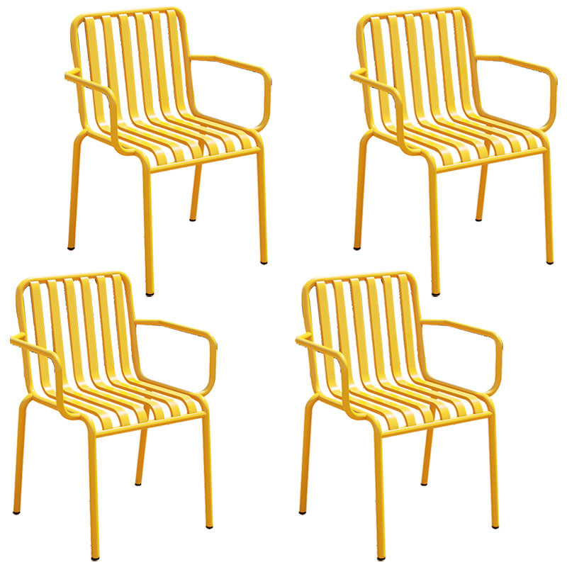 Contemporary Metal Kitchen and Dining Room Chair Slat Back Side Chair Yellow 4 Piece Set Clearhalo 'Dining Chairs' 'Dining Tables & Seating' 'dining_chair' 'furn' 'furn_dining_chair' 'Furniture' 'furniture_dining_chair' 'Kitchen & Dining Furniture' 4832812