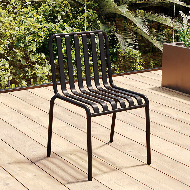 Contemporary Metal Kitchen and Dining Room Chair Slat Back Side Chair Matte Black 1 Piece Clearhalo 'Dining Chairs' 'Dining Tables & Seating' 'dining_chair' 'furn' 'furn_dining_chair' 'Furniture' 'furniture_dining_chair' 'Kitchen & Dining Furniture' 4832813