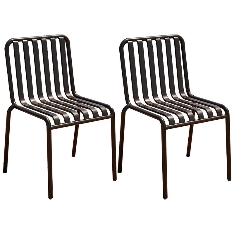 Contemporary Metal Kitchen and Dining Room Chair Slat Back Side Chair Matte Black 2 Piece Set Clearhalo 'Dining Chairs' 'Dining Tables & Seating' 'dining_chair' 'furn' 'furn_dining_chair' 'Furniture' 'furniture_dining_chair' 'Kitchen & Dining Furniture' 4832814