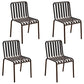 Contemporary Metal Kitchen and Dining Room Chair Slat Back Side Chair Matte Black 4 Piece Set Clearhalo 'Dining Chairs' 'Dining Tables & Seating' 'dining_chair' 'furn' 'furn_dining_chair' 'Furniture' 'furniture_dining_chair' 'Kitchen & Dining Furniture' 4832815