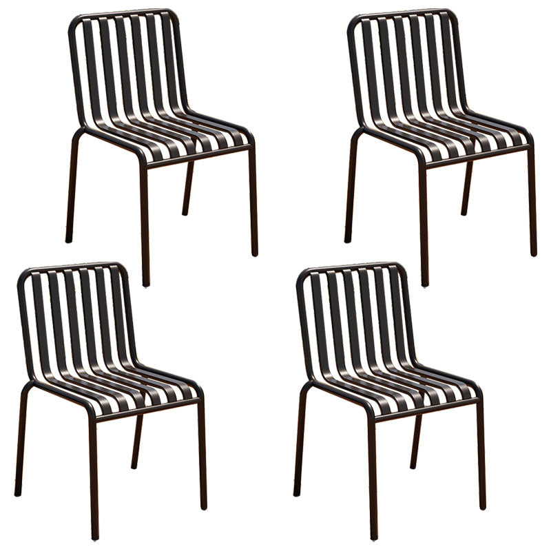 Contemporary Metal Kitchen and Dining Room Chair Slat Back Side Chair Matte Black 4 Piece Set Clearhalo 'Dining Chairs' 'Dining Tables & Seating' 'dining_chair' 'furn' 'furn_dining_chair' 'Furniture' 'furniture_dining_chair' 'Kitchen & Dining Furniture' 4832815