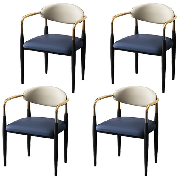 Glam Metal Arm Chair Faux Leather Open Back Dining Side Chair with Upholstered Blue 4 Piece Set Clearhalo 'Dining Chairs' 'Dining Tables & Seating' 'dining_chair' 'furn' 'furn_dining_chair' 'Furniture' 'furniture_dining_chair' 'Kitchen & Dining Furniture' 4832822