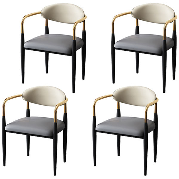 Glam Metal Arm Chair Faux Leather Open Back Dining Side Chair with Upholstered Grey 4 Piece Set Clearhalo 'Dining Chairs' 'Dining Tables & Seating' 'dining_chair' 'furn' 'furn_dining_chair' 'Furniture' 'furniture_dining_chair' 'Kitchen & Dining Furniture' 4832828