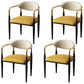 Glam Metal Arm Chair Faux Leather Open Back Dining Side Chair with Upholstered Yellow 4 Piece Set Clearhalo 'Dining Chairs' 'Dining Tables & Seating' 'dining_chair' 'furn' 'furn_dining_chair' 'Furniture' 'furniture_dining_chair' 'Kitchen & Dining Furniture' 4832840
