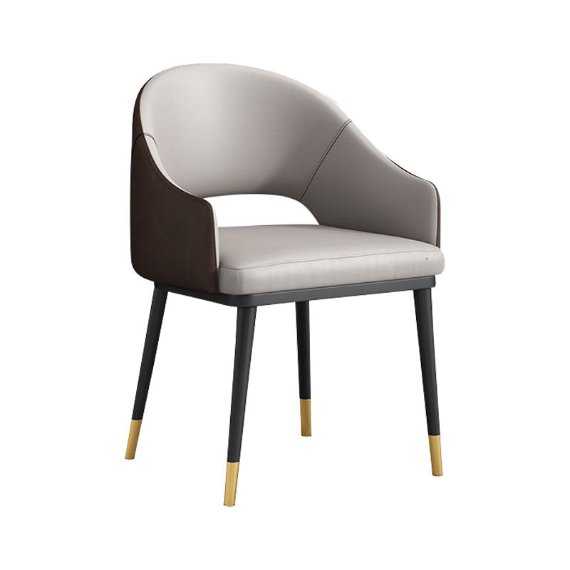 Glam Style Metal Arm Chair Open Back Dining Side Chair with Black Gold Legs Grey 1 Piece Clearhalo 'Dining Chairs' 'Dining Tables & Seating' 'dining_chair' 'furn' 'furn_dining_chair' 'Furniture' 'furniture_dining_chair' 'Kitchen & Dining Furniture' 4832846