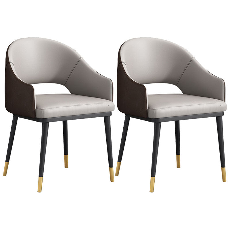 Glam Style Metal Arm Chair Open Back Dining Side Chair with Black Gold Legs Grey 2 Piece Set Clearhalo 'Dining Chairs' 'Dining Tables & Seating' 'dining_chair' 'furn' 'furn_dining_chair' 'Furniture' 'furniture_dining_chair' 'Kitchen & Dining Furniture' 4832847