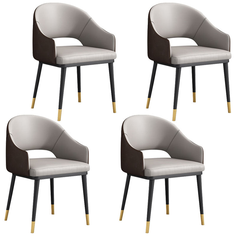 Glam Style Metal Arm Chair Open Back Dining Side Chair with Black Gold Legs Grey 4 Piece Set Clearhalo 'Dining Chairs' 'Dining Tables & Seating' 'dining_chair' 'furn' 'furn_dining_chair' 'Furniture' 'furniture_dining_chair' 'Kitchen & Dining Furniture' 4832850