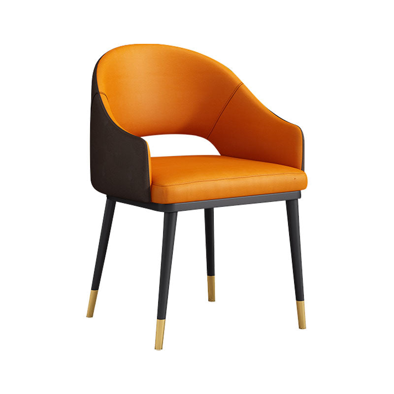 Glam Style Metal Arm Chair Open Back Dining Side Chair with Black Gold Legs Orange 1 Piece Clearhalo 'Dining Chairs' 'Dining Tables & Seating' 'dining_chair' 'furn' 'furn_dining_chair' 'Furniture' 'furniture_dining_chair' 'Kitchen & Dining Furniture' 4832857