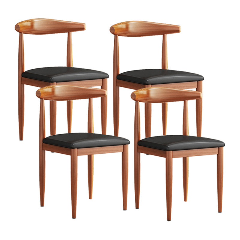Modern Solid Wood Kitchen and Dining Room Chair Open Back Dining Side Chair Red Brown 4 Piece Set Clearhalo 'Dining Chairs' 'Dining Tables & Seating' 'dining_chair' 'furn' 'furn_dining_chair' 'Furniture' 'furniture_dining_chair' 'Kitchen & Dining Furniture' 4832884