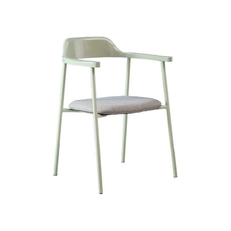 Modern Style Metal Arm Chair Open Back Dining Side Chair with Wood back Light Green Dark Gray 1 Piece Clearhalo 'Dining Chairs' 'Dining Tables & Seating' 'dining_chair' 'furn' 'furn_dining_chair' 'Furniture' 'furniture_dining_chair' 'Kitchen & Dining Furniture' 4832894