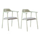 Modern Style Metal Arm Chair Open Back Dining Side Chair with Wood back Light Green Dark Gray 2 Piece Set Clearhalo 'Dining Chairs' 'Dining Tables & Seating' 'dining_chair' 'furn' 'furn_dining_chair' 'Furniture' 'furniture_dining_chair' 'Kitchen & Dining Furniture' 4832896