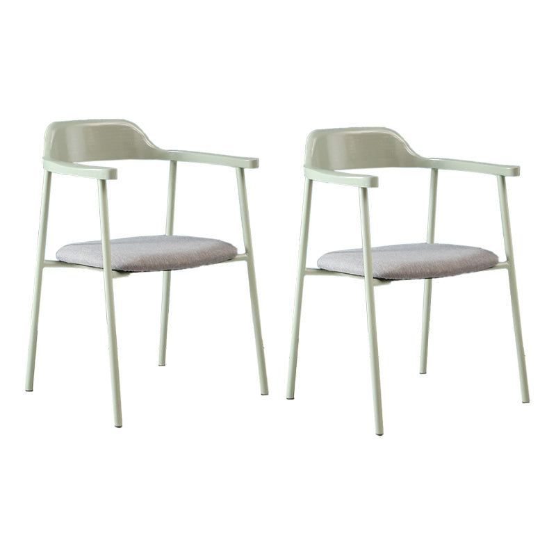 Modern Style Metal Arm Chair Open Back Dining Side Chair with Wood back Light Green Dark Gray 2 Piece Set Clearhalo 'Dining Chairs' 'Dining Tables & Seating' 'dining_chair' 'furn' 'furn_dining_chair' 'Furniture' 'furniture_dining_chair' 'Kitchen & Dining Furniture' 4832896