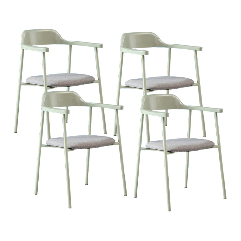 Modern Style Metal Arm Chair Open Back Dining Side Chair with Wood back Light Green Dark Gray 4 Piece Set Clearhalo 'Dining Chairs' 'Dining Tables & Seating' 'dining_chair' 'furn' 'furn_dining_chair' 'Furniture' 'furniture_dining_chair' 'Kitchen & Dining Furniture' 4832898