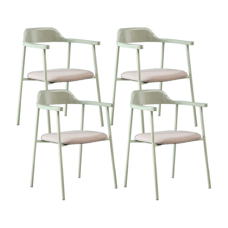 Modern Style Metal Arm Chair Open Back Dining Side Chair with Wood back Light Green Light Grey 4 Piece Set Clearhalo 'Dining Chairs' 'Dining Tables & Seating' 'dining_chair' 'furn' 'furn_dining_chair' 'Furniture' 'furniture_dining_chair' 'Kitchen & Dining Furniture' 4832903